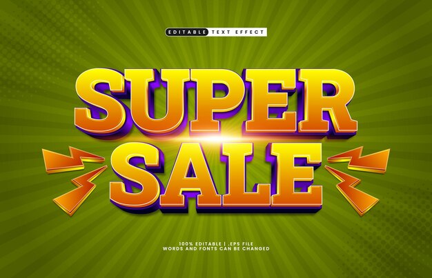 Vector super sale editable text effect with a sale and discount text effect