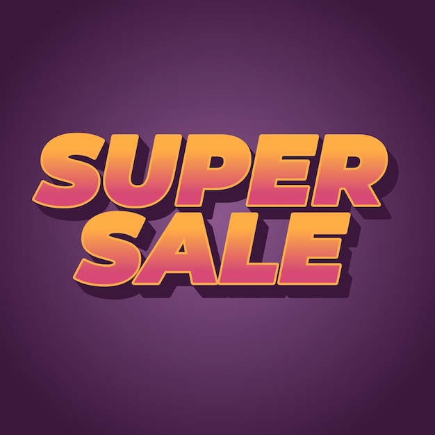 Vector super sale text effect in bold text with modern colors