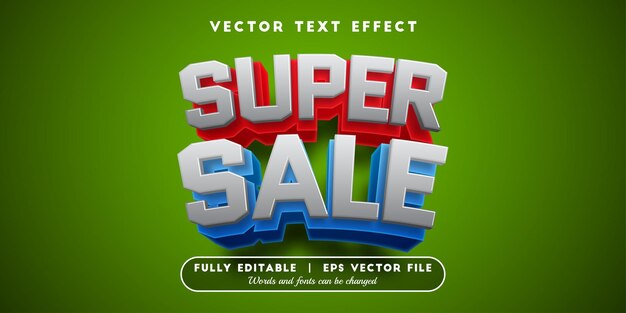 Vector super sale text effect with editable font style