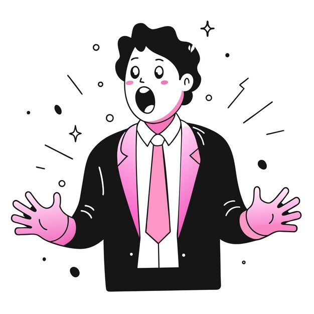 Vector surprised business illustration of a man