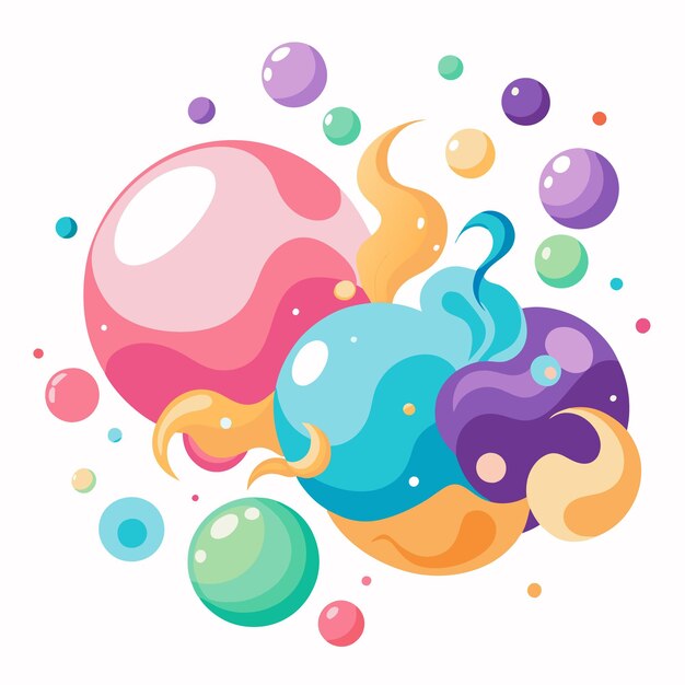 Vector surreal abstract composition of floating shapes and flames