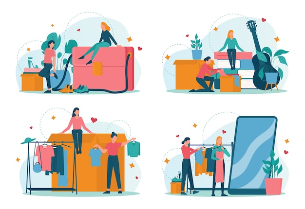 Vector swap party or flea market concept set