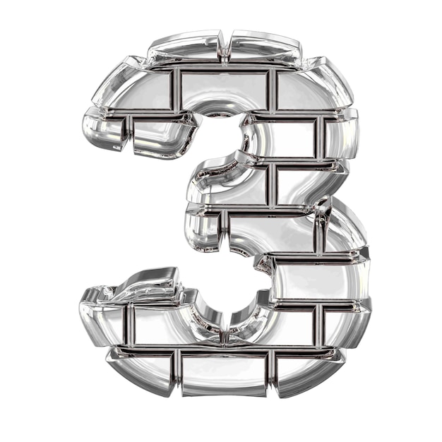 Vector the symbol made of silver bricks number 3
