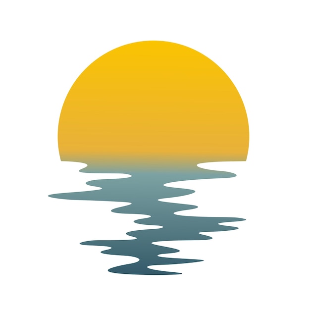 Vector the symbol of a moon with reflection in the water