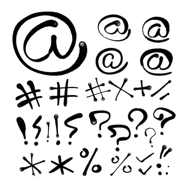 at symbols hash asterisk question mark exclamation mark icon set