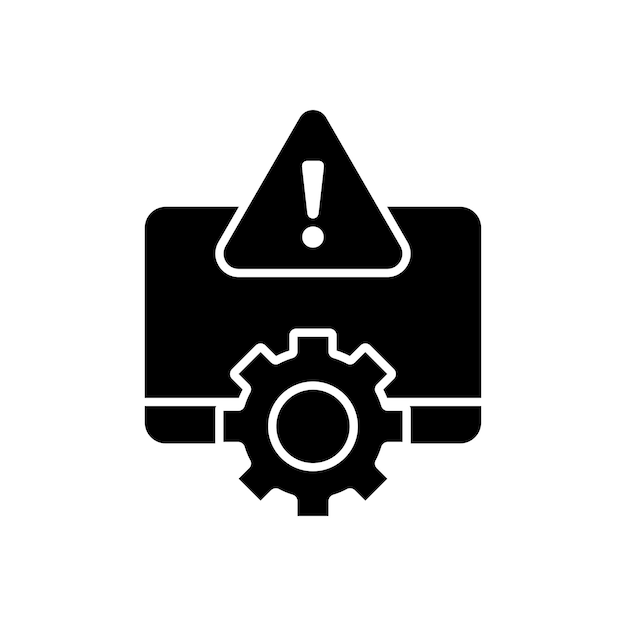 Vector system error icon settechnical failure warning vector symbol in a black filled and outlined stylework risk and fault issue sign
