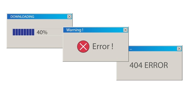 Vector system error operational message computer message on screen vector illustration