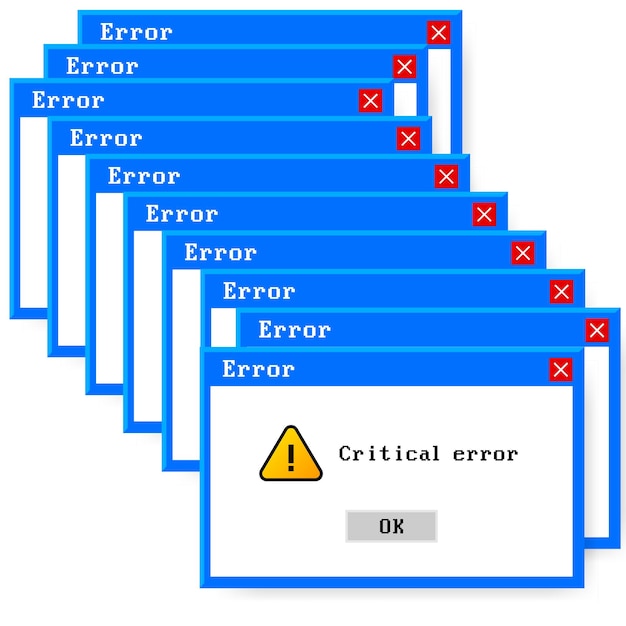 Vector system error vector icon failure pc interface error message computer window alert popup