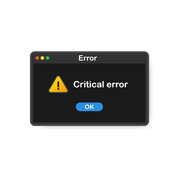 Vector system error vector icon failure pc interface error message computer window alert popup