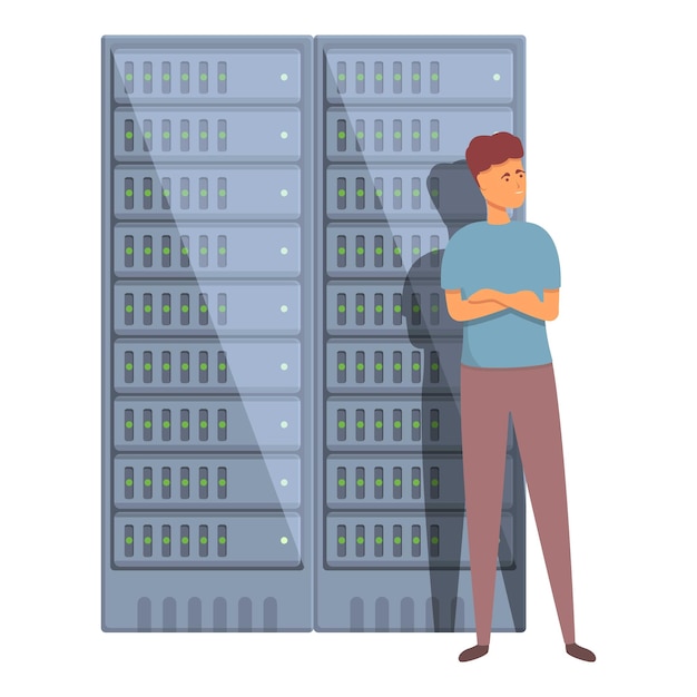 Vector system server icon cartoon vector computer administrator engineer network