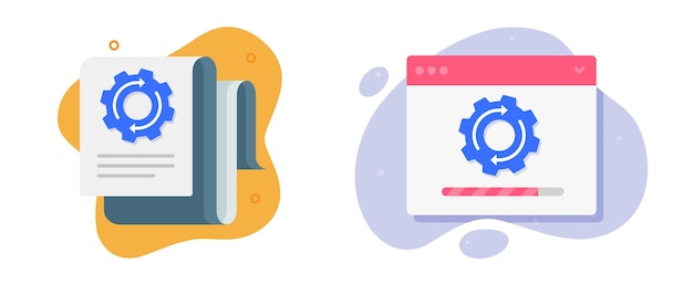 Vector system update upgrade document install tutorial icon web site app software configuration setup