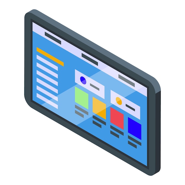 Vector tablet control app icon isometric vector digital device
