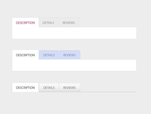 Vector tabs menu bar web ui interface template element design set navigation buttons simple with gray