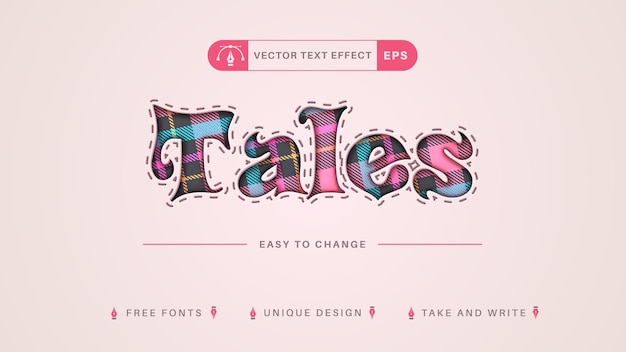 Vector tales editable text effect font style