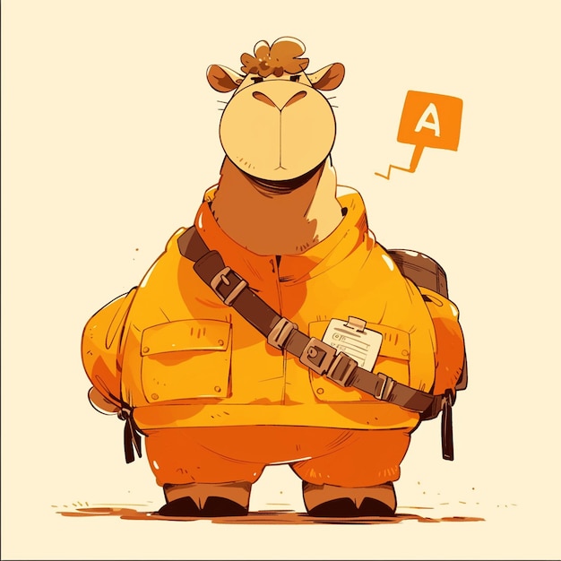 Vector a tall camel courier cartoon style