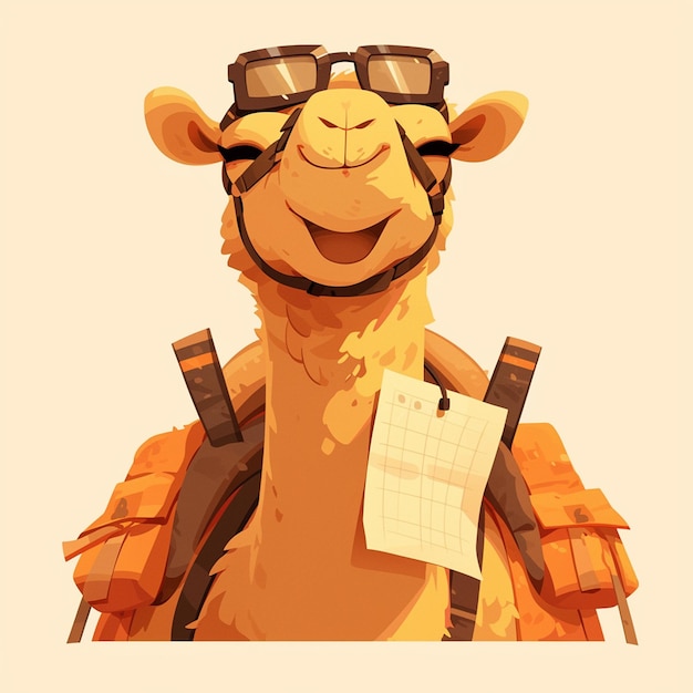 Vector a tall camel reporter cartoon style