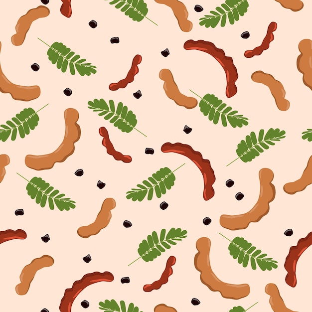 Vector tamarind seamless pattern, tamarind vector background.
