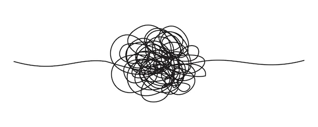 Vector tangled grungy round scribble isolated on white background