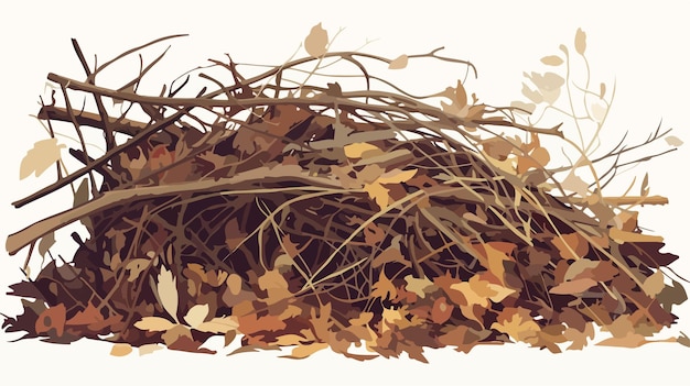 Vector tangled pile of dry twigs and branches various shapes