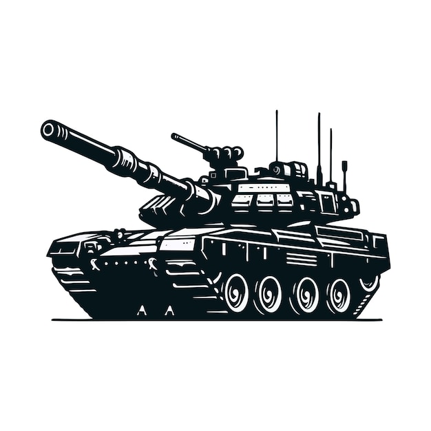 Vector tank black white silhouette