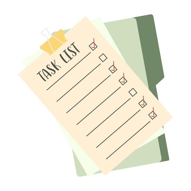 Vector task and schedule paper set office supplies and paperworks