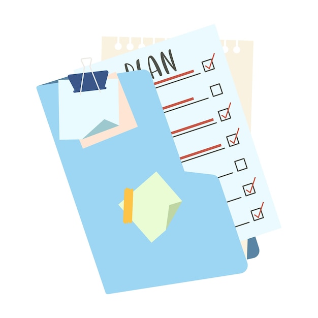 Vector task and schedule paper set office supplies and paperworks