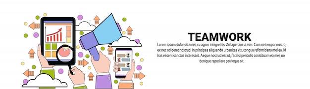 Vector team business teamwork concept horizontal banner template