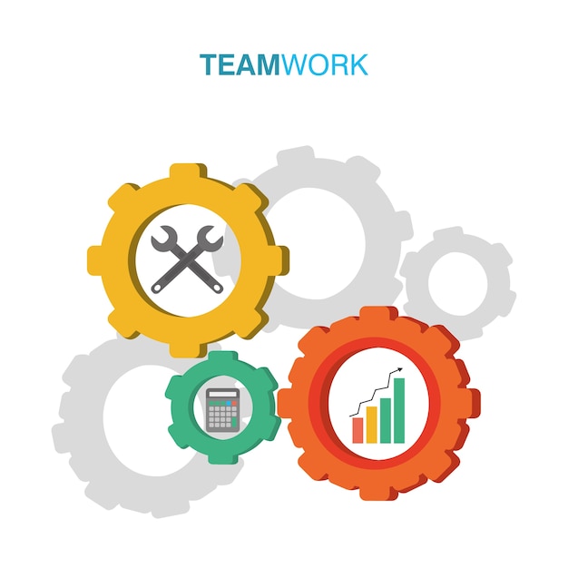 Vector teamwork and gears concept vector illustration graphic design