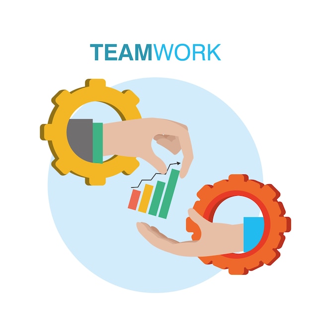 Vector teamwork and gears concept vector illustration graphic design