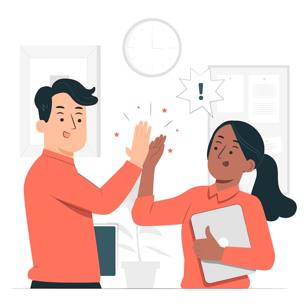 Vector teamwork high five concept illustration