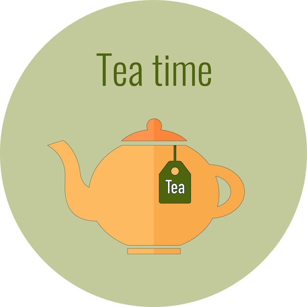 Vector teapot and the text tea time