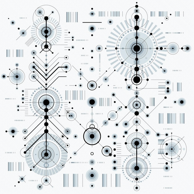 Vector technical drawing with dashed lines and geometric shapes, vector futuristic technology wallpaper, engineering draft.