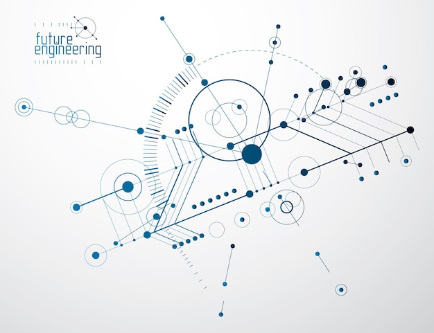 Vector technical plan, abstract engineering draft for use in graphic and web design. vector drawing of industrial system created with lines and circles.