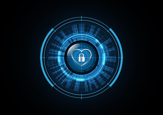 Vector technology abstract future lock love heart radar security circle background vector illustration