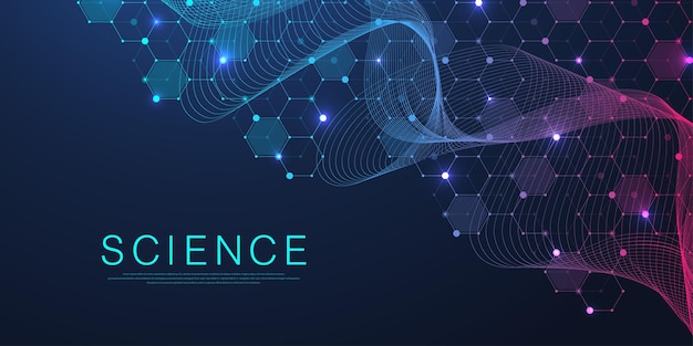 Vector technology abstract lines and dots connect background with hexagons hexagons connection digital data and big data concept hex digital data visualization vector illustration