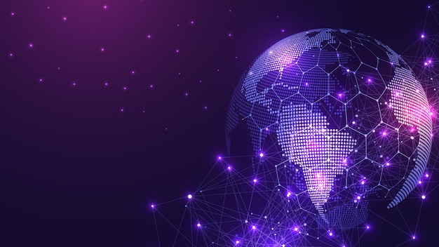 Vector technology abstract lines and dots connection background connection digital data and big data concep...