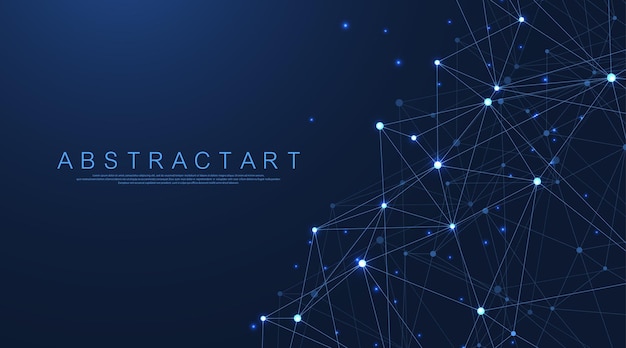 Vector technology abstract lines and dots connection background connection digital data and big data concept digital data visualization vector illustration