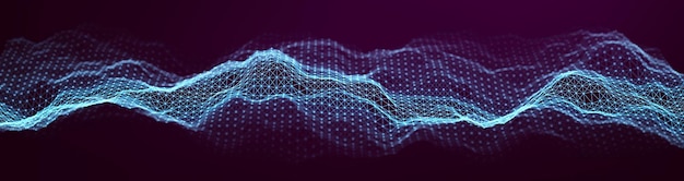 Vector technology background vector illustration digital blue web banner sound waves and motion waves