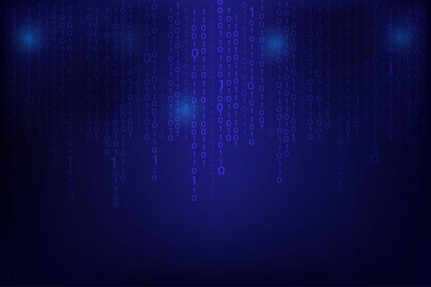 Vector technology binary code big data random blue digits on screen abstract