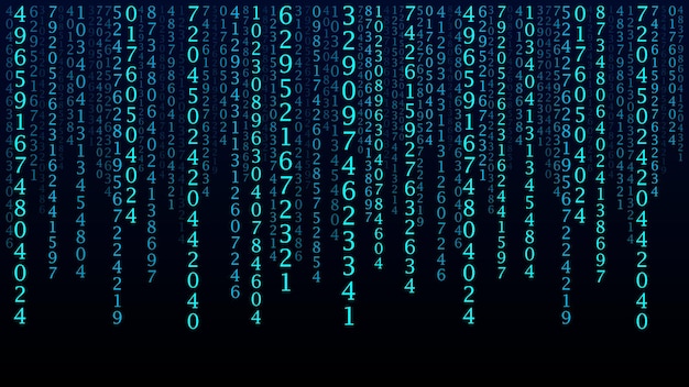 Vector technology matrix background cyber security with falling numbers on screen vector binary code digital system decoding data hacked concept