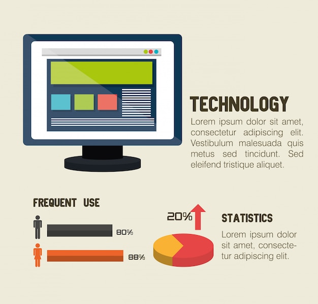 Vector technology retroinfographic design 