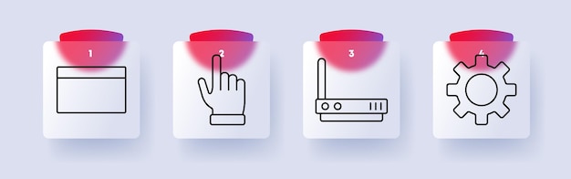 Vector technology set icon browser window hand click router gear internet networking web digital connection interface control automation online development system access