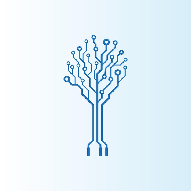 technology tree logo. vector circuit tree icon.