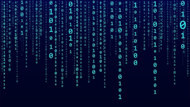 Vector technology vector binary code random falling digits on screen hacked software matrix sciense background big data analytics
