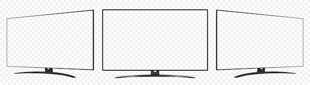 Vector television display on three sides with empty screen
