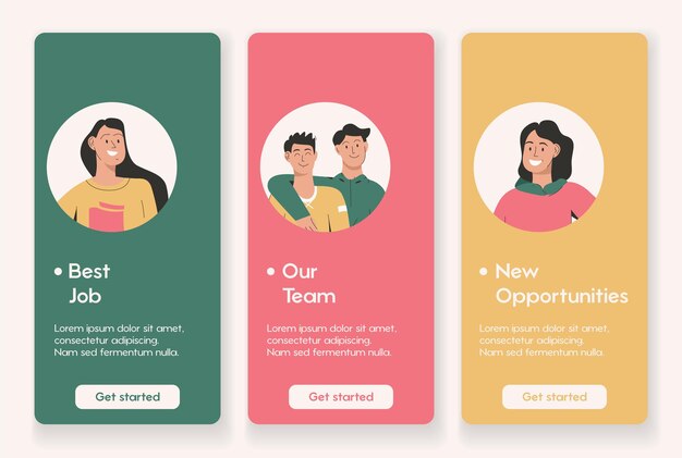 Vector template design for mobile app page with best job