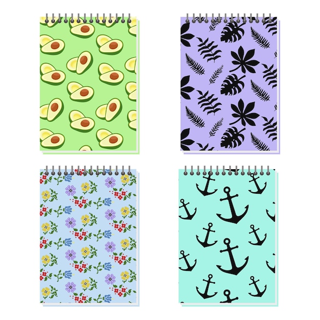 Vector templates for cover pages of notebooks and notebooks vector illustration