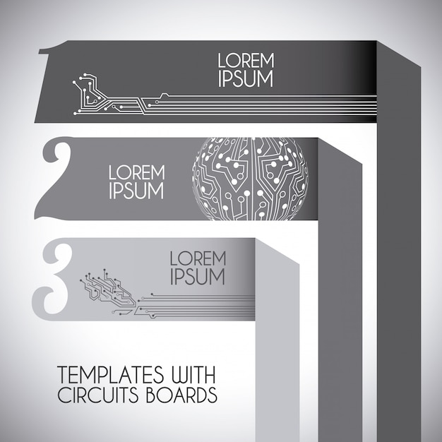 Vector templates whit circuit over gray background 