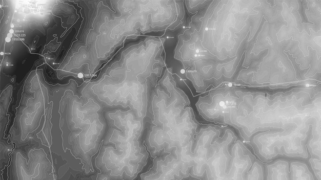 Vector terrain big data visualization. futuristic map infographic. complex topographical data graphic visualization. abstract data on elevation graph. monochrome geographical data image.