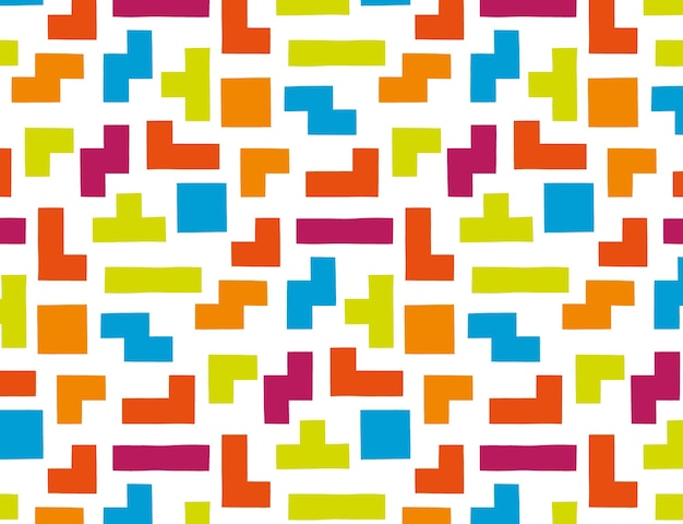 Vector tetris pattern on a white background vector pattern game design for paper and textiles